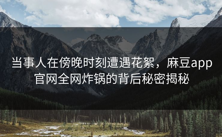 当事人在傍晚时刻遭遇花絮，麻豆app官网全网炸锅的背后秘密揭秘