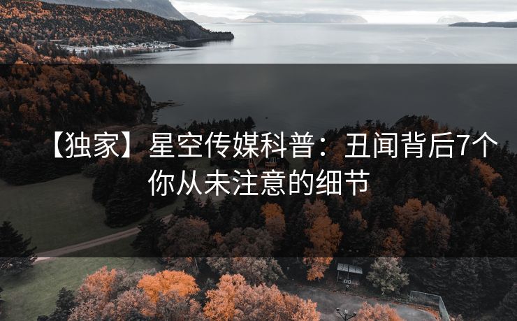【独家】星空传媒科普：丑闻背后7个你从未注意的细节