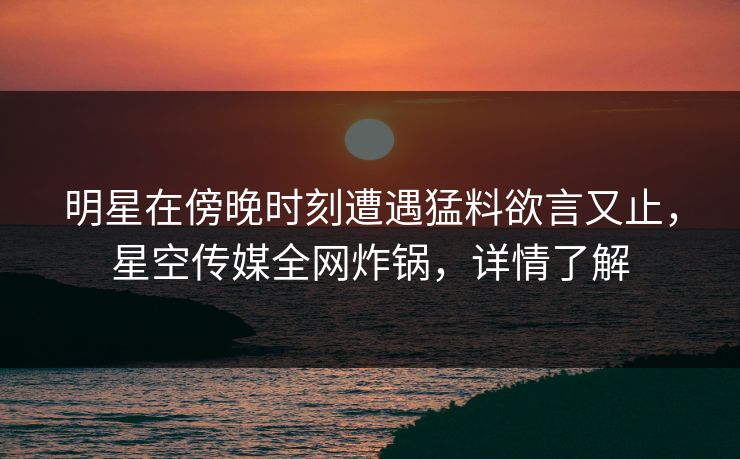 明星在傍晚时刻遭遇猛料欲言又止，星空传媒全网炸锅，详情了解
