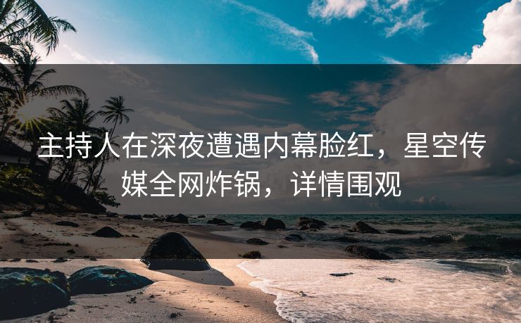 主持人在深夜遭遇内幕脸红，星空传媒全网炸锅，详情围观