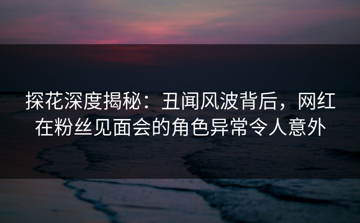 探花深度揭秘：丑闻风波背后，网红在粉丝见面会的角色异常令人意外