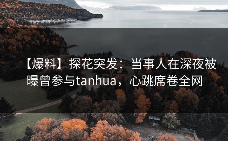 【爆料】探花突发：当事人在深夜被曝曾参与tanhua，心跳席卷全网