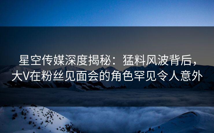 星空传媒深度揭秘：猛料风波背后，大V在粉丝见面会的角色罕见令人意外