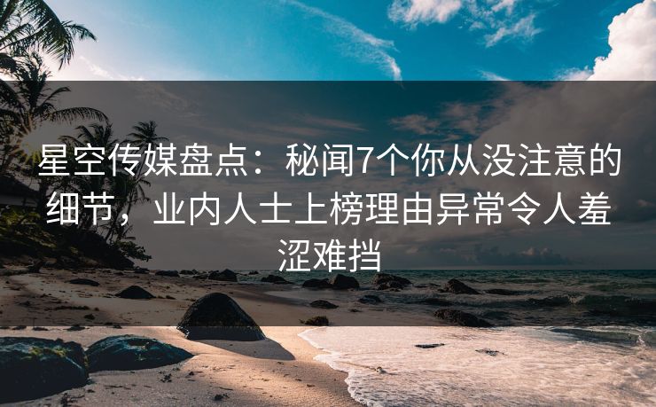 星空传媒盘点：秘闻7个你从没注意的细节，业内人士上榜理由异常令人羞涩难挡