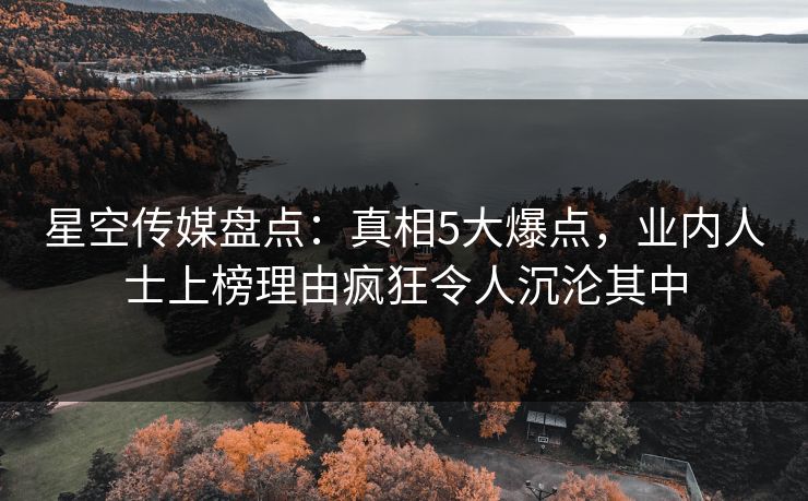 星空传媒盘点：真相5大爆点，业内人士上榜理由疯狂令人沉沦其中