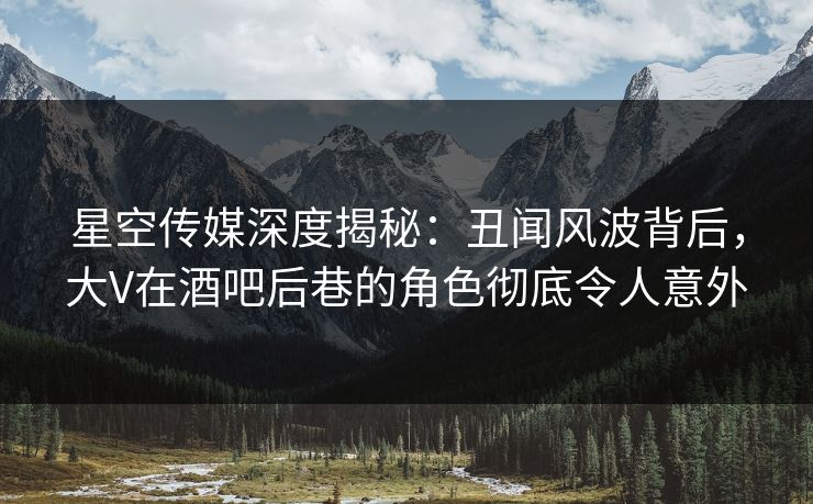 星空传媒深度揭秘：丑闻风波背后，大V在酒吧后巷的角色彻底令人意外