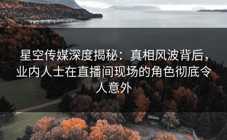 星空传媒深度揭秘：真相风波背后，业内人士在直播间现场的角色彻底令人意外