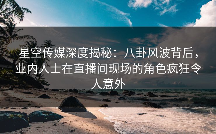 星空传媒深度揭秘：八卦风波背后，业内人士在直播间现场的角色疯狂令人意外