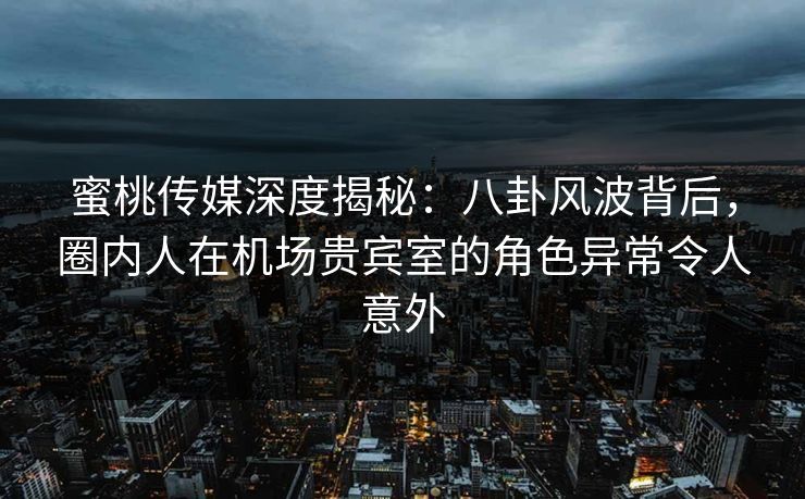 蜜桃传媒深度揭秘：八卦风波背后，圈内人在机场贵宾室的角色异常令人意外